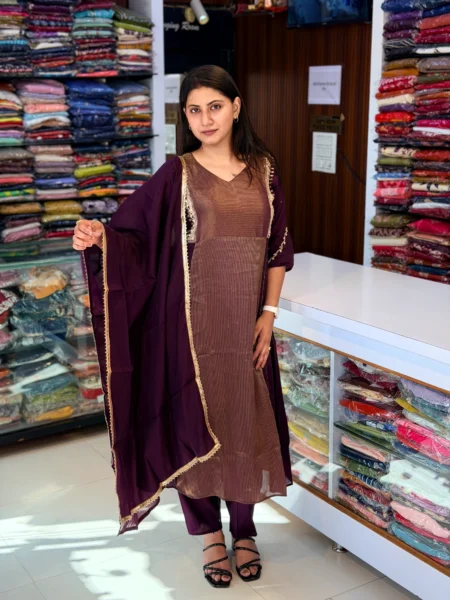 Purple Mulchanderi Suit Set