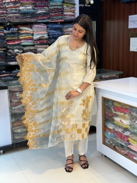Ivory White Silk Anarkali Suit