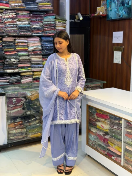 Lavender Cotton Farshi Suit