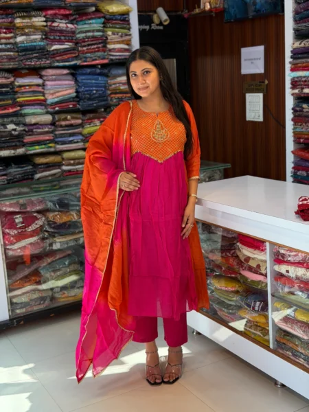 RANI ORANGE MULCHANDERI SUIT SET